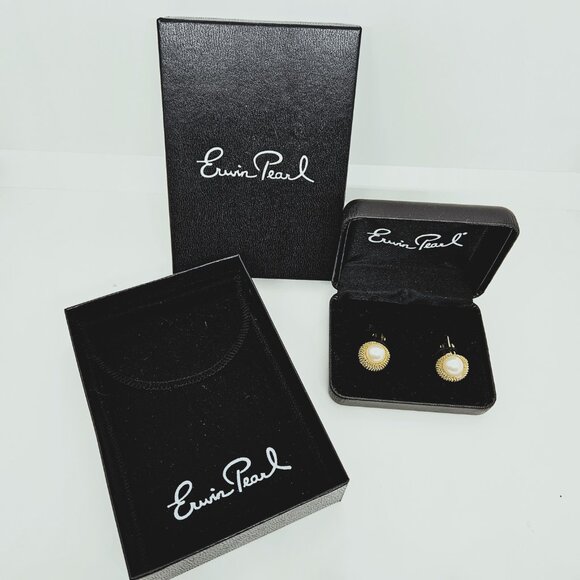 Vintage Erwin Pearl Gold Tone Pearl Cufflinks in Box - Picture 5 of 7